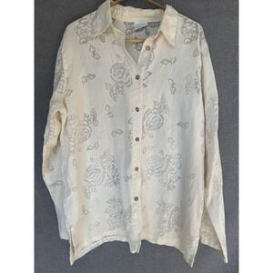 Click Color Me‎ Cotton CMC Lg Blouse Button Cotton Burnout Floral Cream Ivory